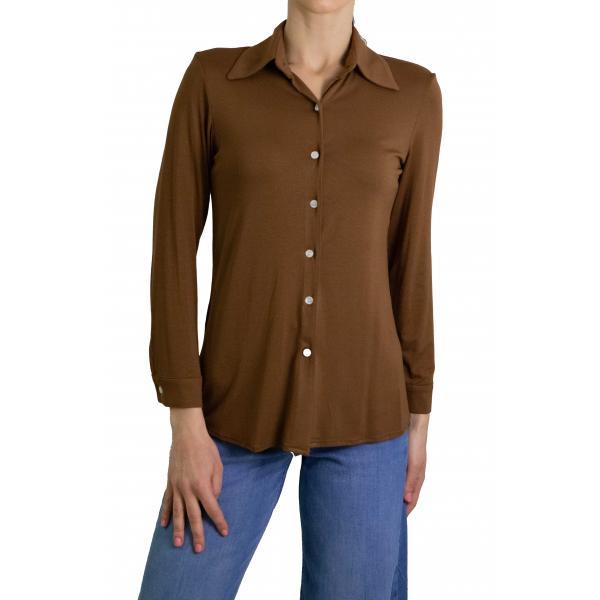 Camicia tinta unita in viscosa
